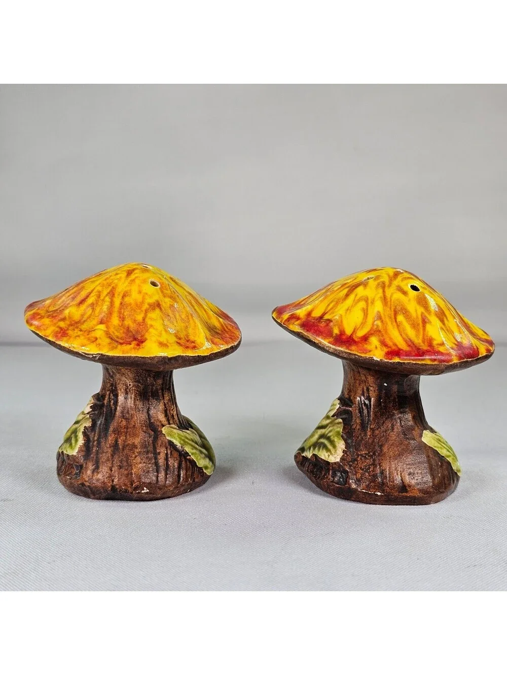 Vintage Treasure Craft Mushroom Salt and Pepper Shakers Ceramic Yellow Orange